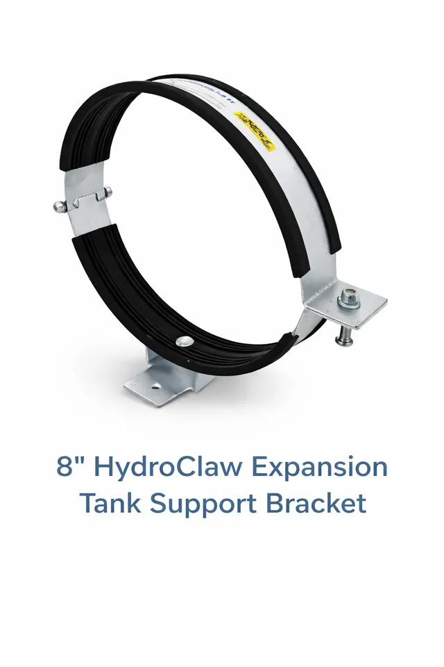8" HydroClaw Expansion Tank Support Bracket in silver finish